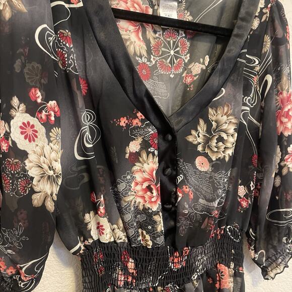 Vintage Wet Seal Sheer Peplum Peasant Blouse - Picture 4 of 6